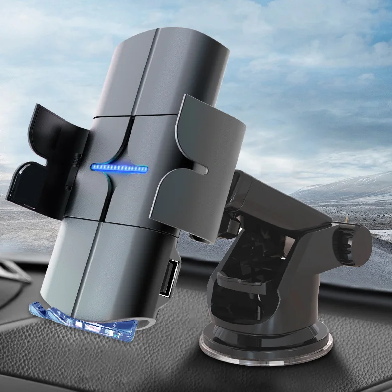 7.5W/10W /15W Wireless Charger Qi Car Phone Holder Large Capacitor LED Indicator Fast Wireless Charging With USB Interface