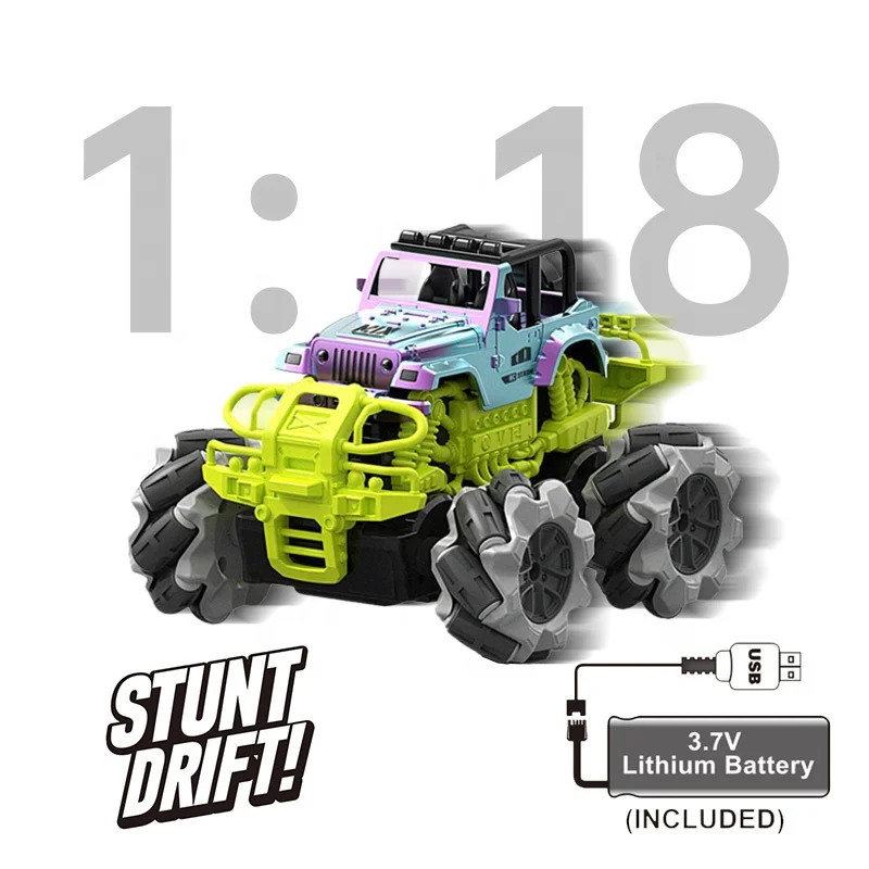 AiJH Fun RC Racing Drift Stunt Car With Charging Light USB Cable Included Remote Control Car  For Kids