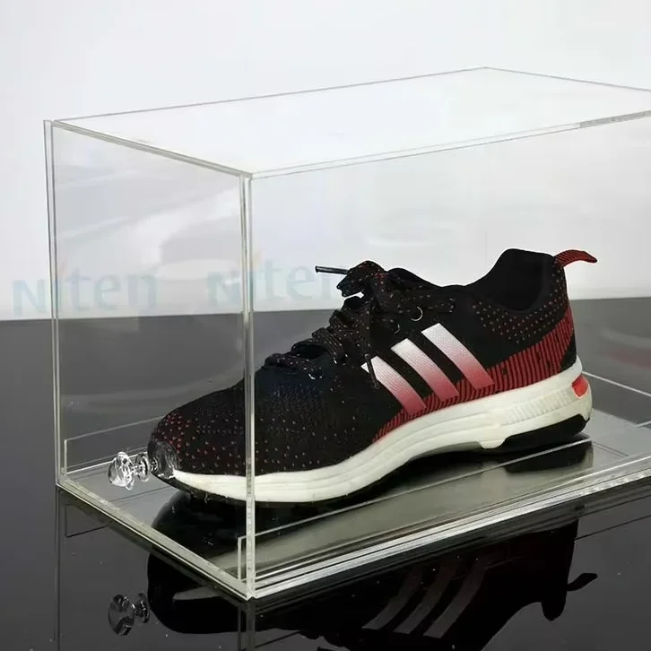 Spring Sgin transparent clear pmma men sneaker yeezy nike display cases acrylic shoe box with drawer