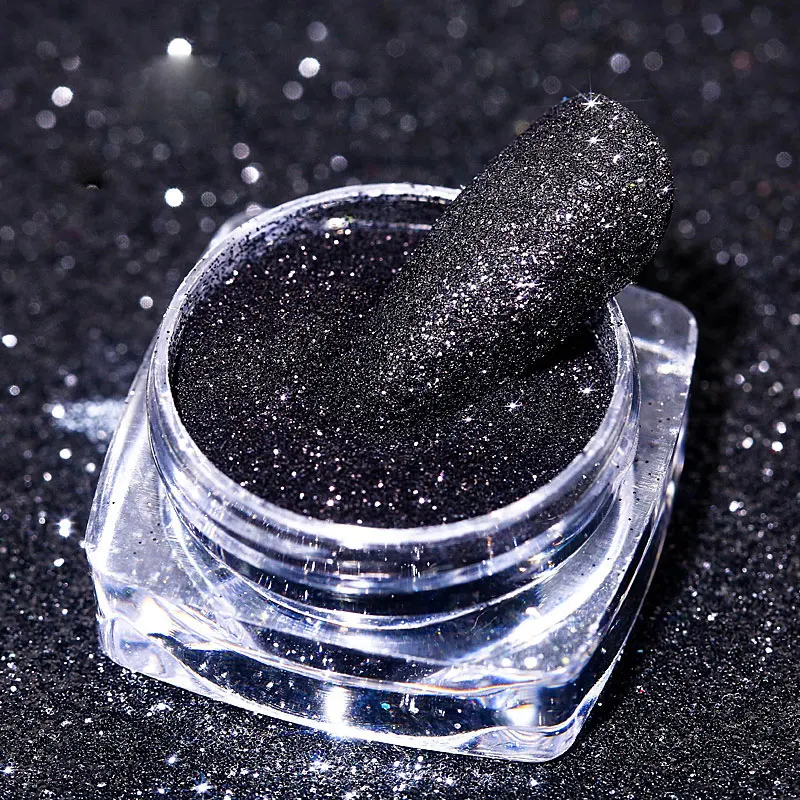 Nail Crystal Diamond Glitter Powder Black Rainbow Color Glitter Shiny Glass Powder