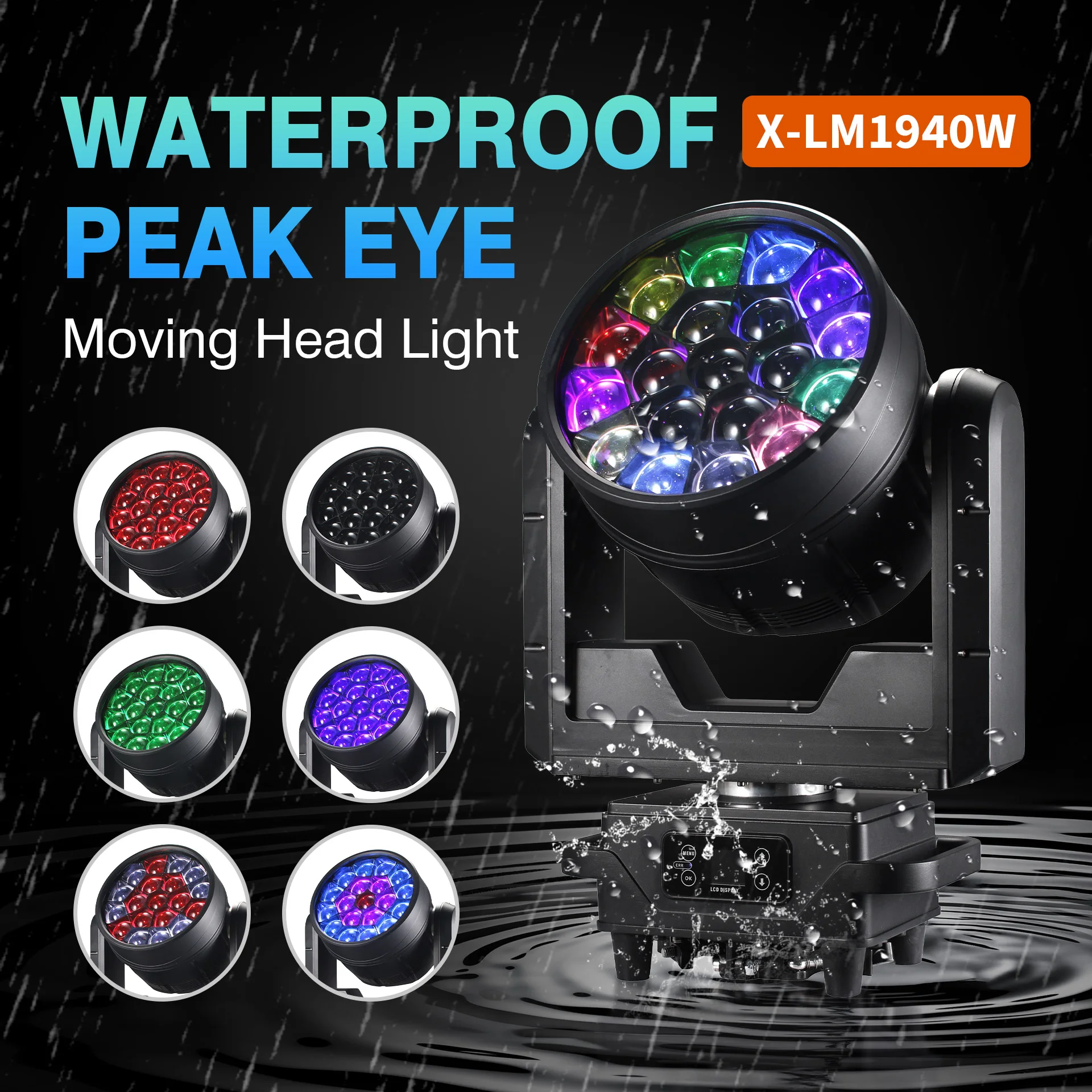 New 19*40W RGBW 4in1 Waterproof LED Stage Light Moving Head Beam Wash for Landscape IP66 Rated