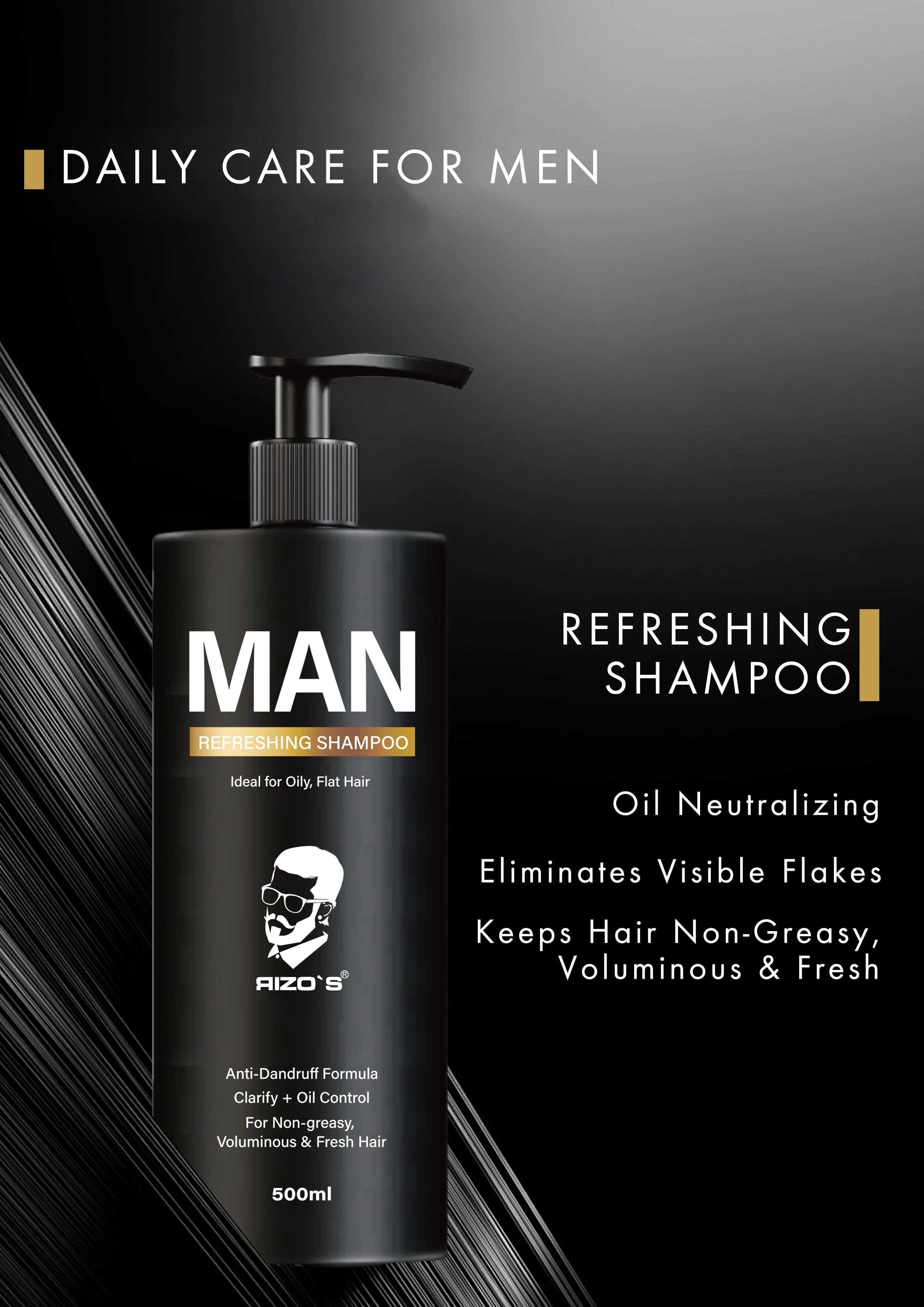 RIZO Private Label Organic Ingredient Home Use Hair Care Men Clarify Oil Control Refreshing Hair Shampoo