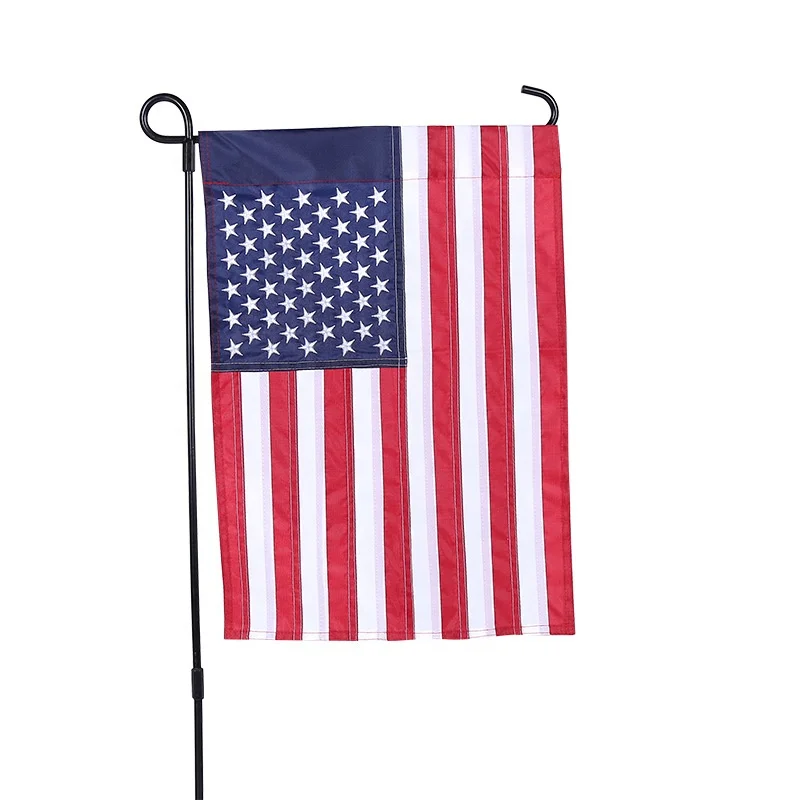 
Оптовая продажа, Полиэстеровые садовые флаги, экологически чистые Высококачественные Американские логотипы на заказ, двухсторонние садовые флаги с сублимационной печатью 