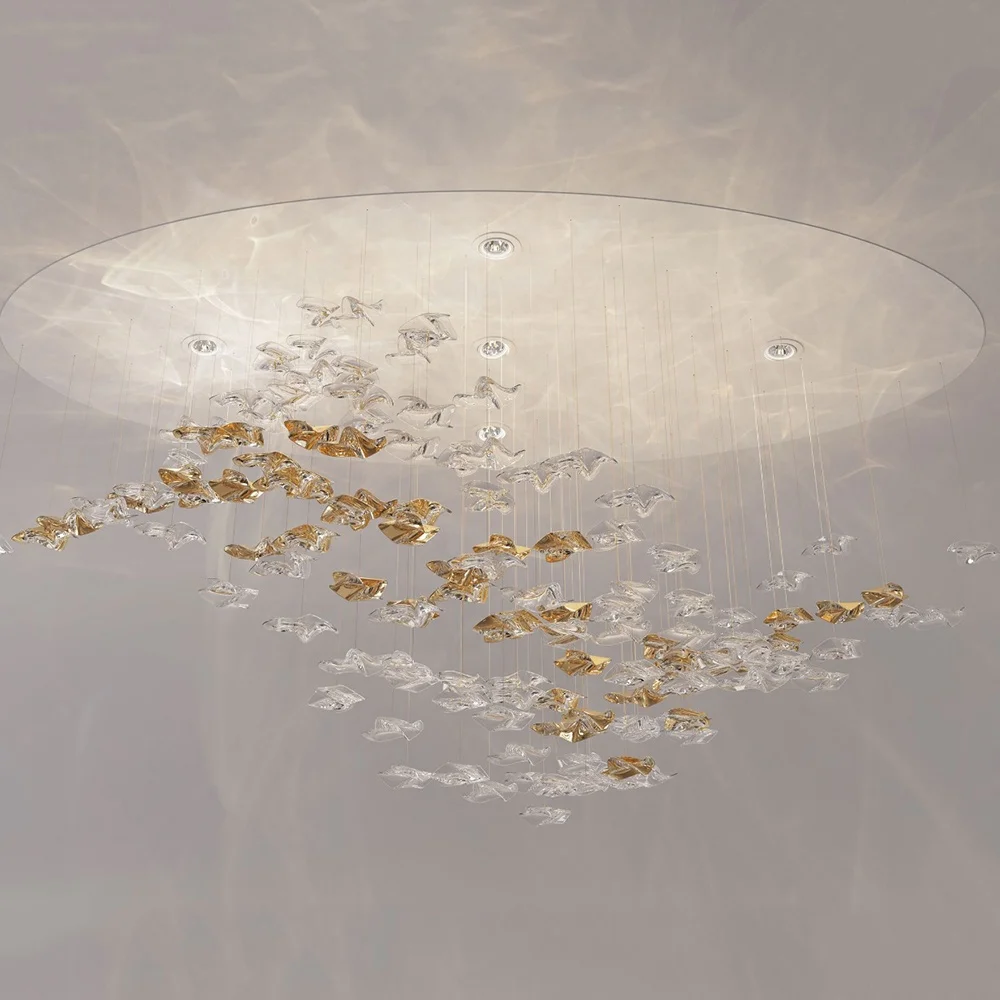Уникальный дизайн люстры с летающей птицей Хрустальные стеклянные подвесные светильники лобби отеля свадебное освещение украшение для дома люстра