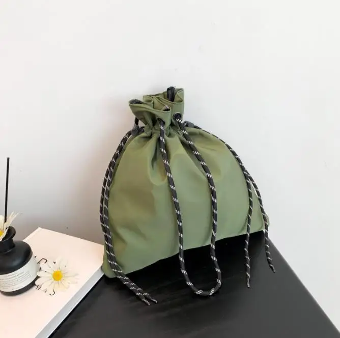 2024 Alibaba fast shipping nylon private label handbag woman drawstring bag, new summer design fashion drawstring handbag custom