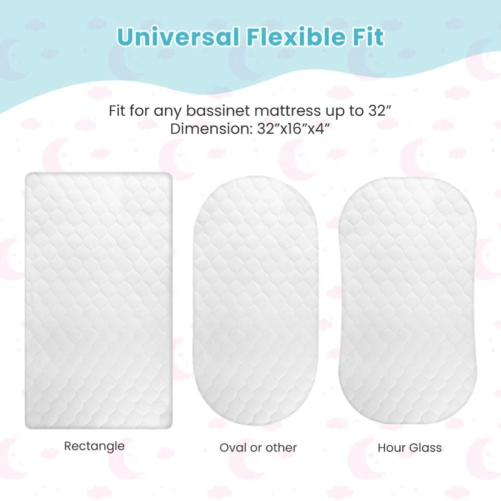 
Momcozy Bassinet Mattress Pad Cover 100% Waterproof Breathable Cotton Sheet Fit for Universal Bassinet Mattress 