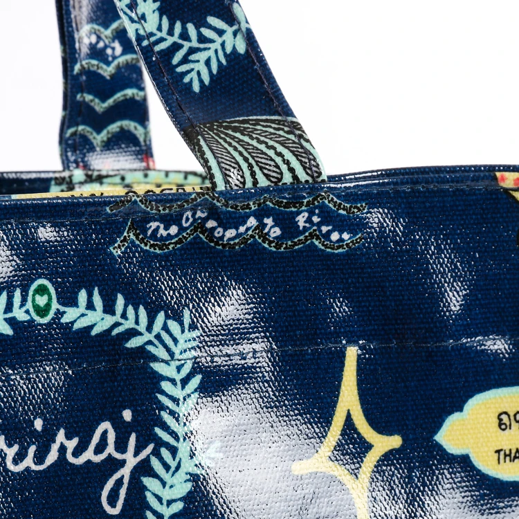 Fashion waterproof high Quality custom logo printing mirror leather Faux handbag vinyl PVC harrods tote bag