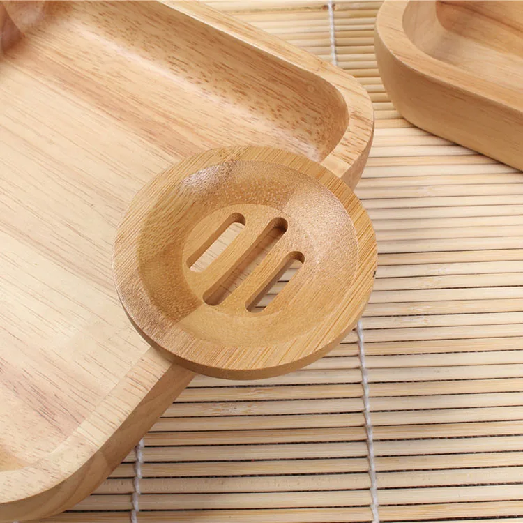 Wooden Soap Dish Tray Holder Wood Soap Dish Bamboo Soap Tray Round Wholesale Natural Bathroom Shelves 3-5 Days 100 Pcs Opp Bag