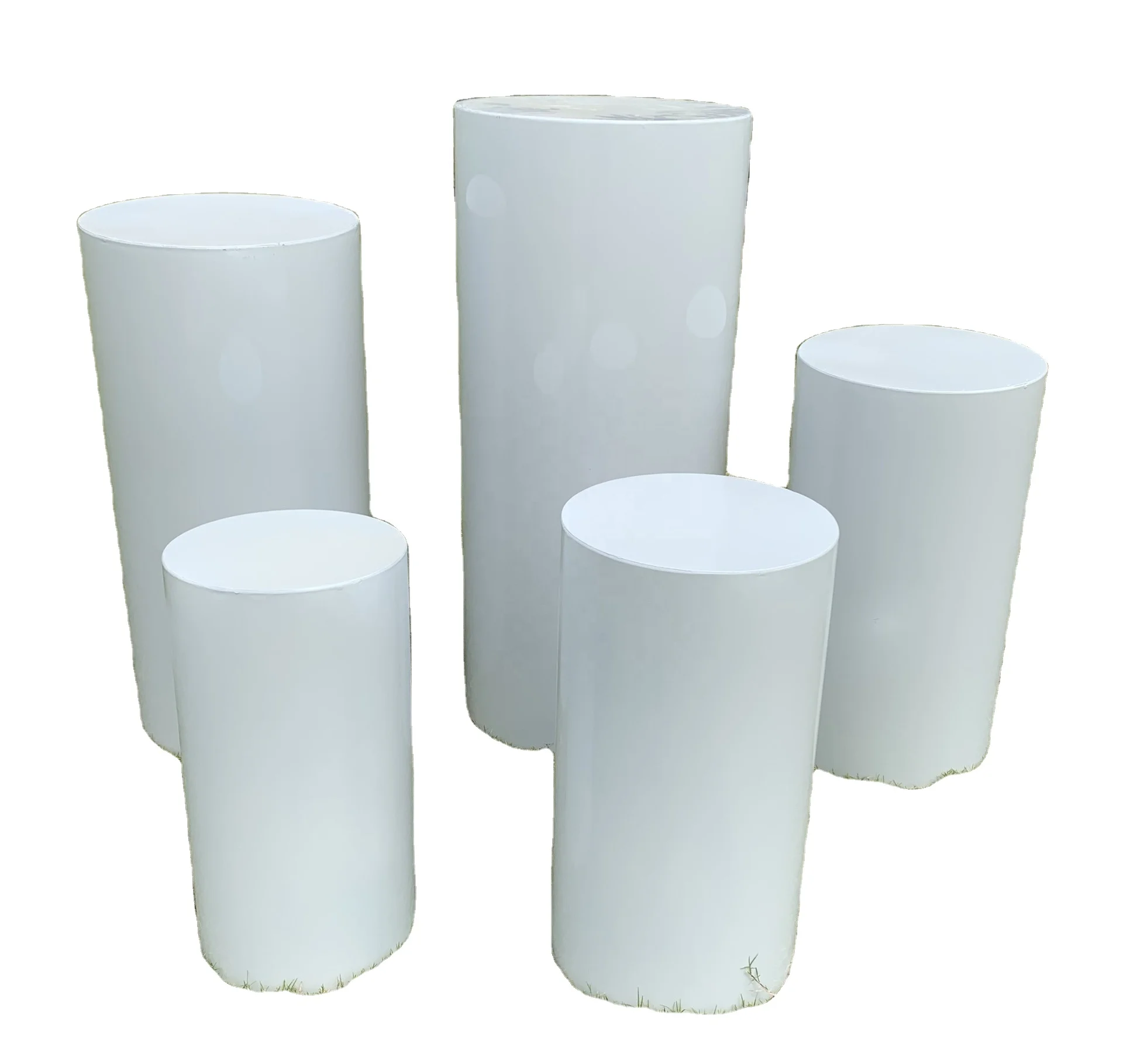 Set of 5 Plinth Iron White Cylinder Plinths Display Stand Dessert Table Stand For Wedding Party Decoration