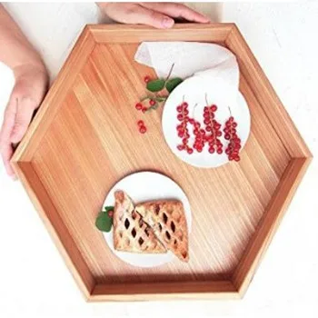 
Decoration home food storing box hexagon serving wooden tray 