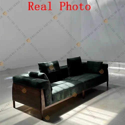 Living room furniture hot selling solid wood velvet fabric solid wood legs living room 3 seat sofa