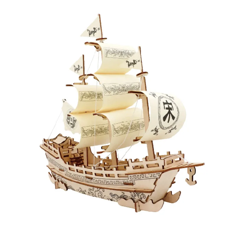 2023 Hot Selling Diy Boat Shipping Educational Toys Wooden 3D Adult Puzzles