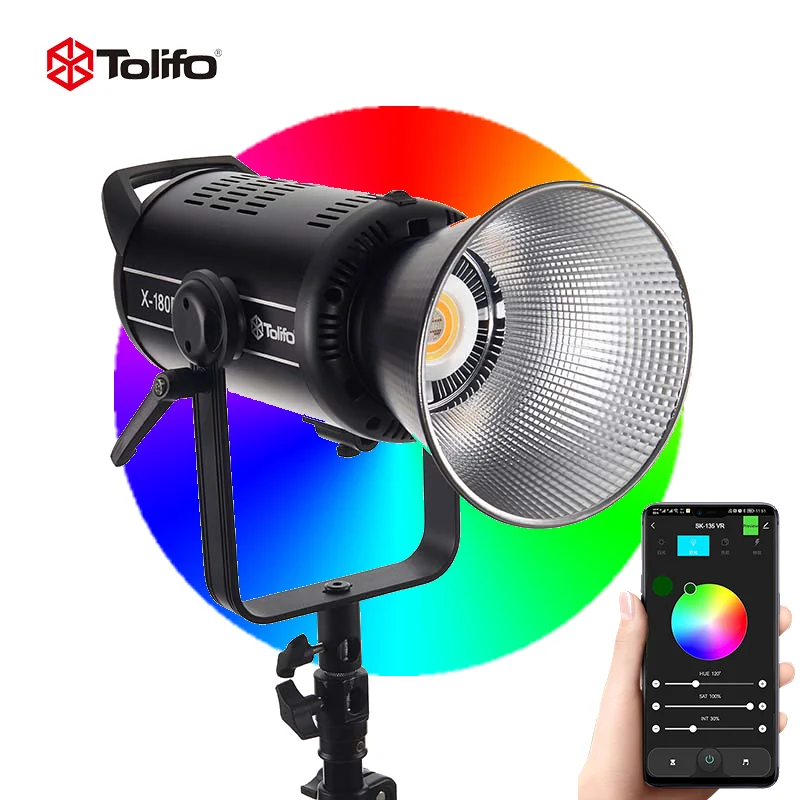 Tolifo RGB LED video light photography lightings 2700K-6500K 180W X-180RGB COB beads Studio Film Light with  CRI97 20 Effects