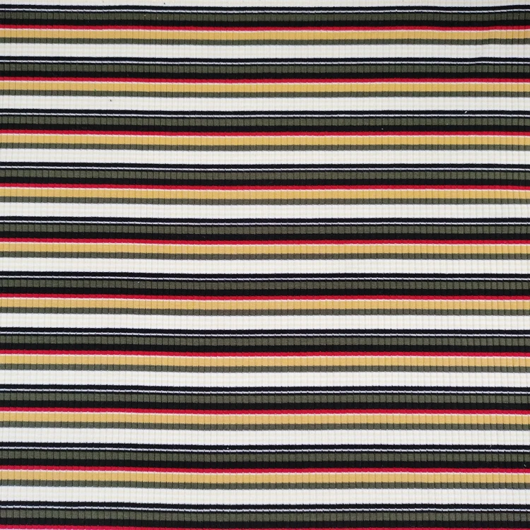 Hot Sale Rayon Polyester Spandex Stripe Yarn Dyed Rib Fabric Fashion Woman 250gsm Knit Fabric for Dress