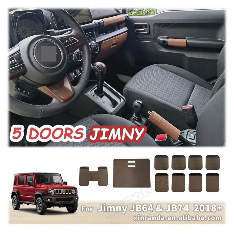 5-door Jimny Handles Retro Leather Copilot Armrest Handbrake Inside Handle Cover For Suzuki Jimny JC74 2023 2024 5 Door 4 Door