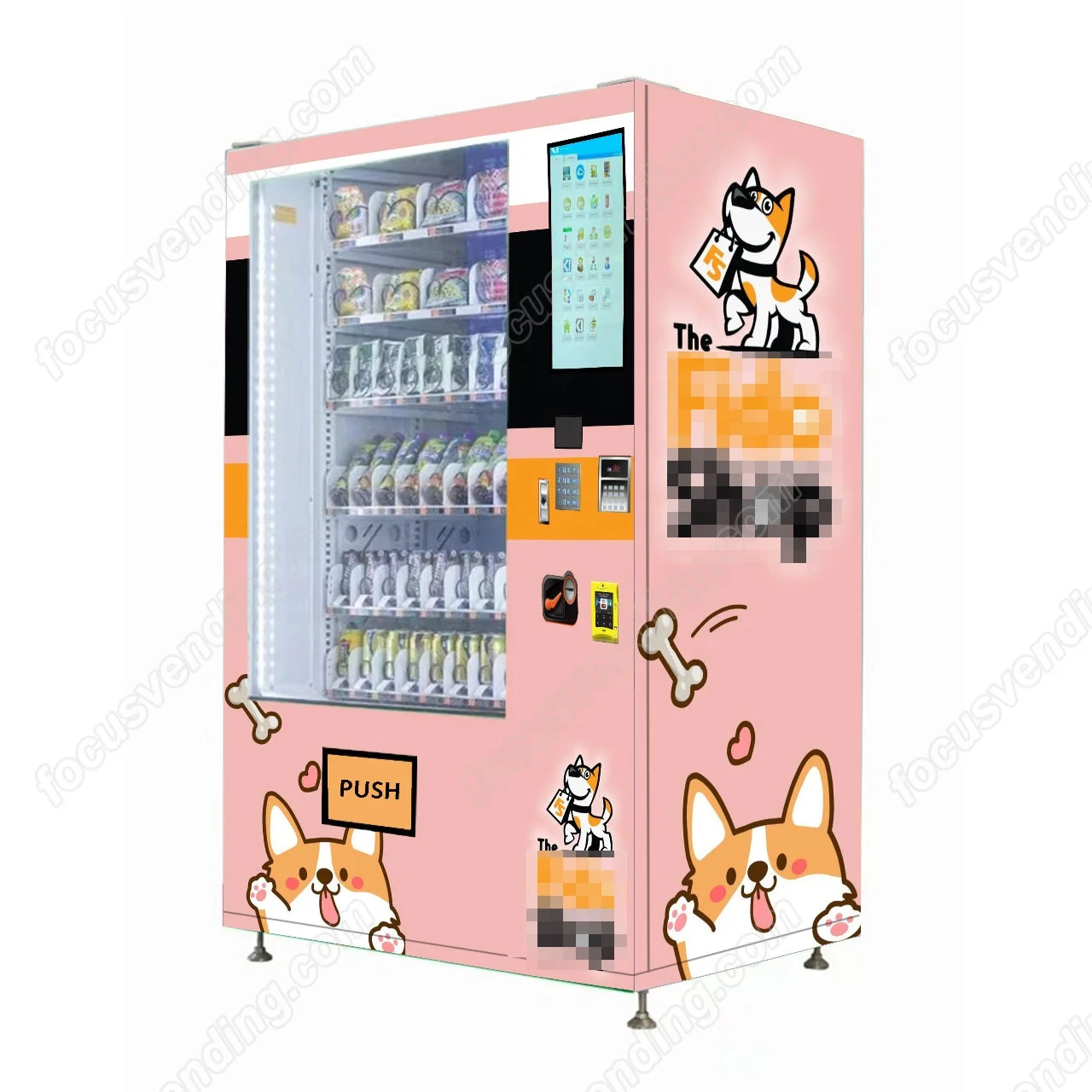 FOCUSVEND pet-food vending machine with refrigerator accept card payment