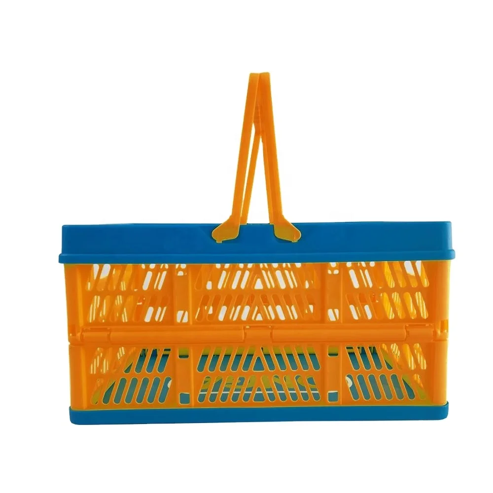 Japan Rectangular pp plastic folding storage basket Box with 2 handles for home storage & organization and shopping