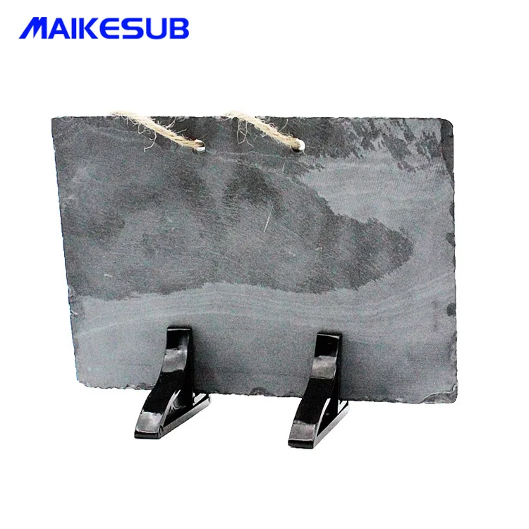 Customized picture heat transfer slate photo and sublimation blank rock slate photo frame with lanyard