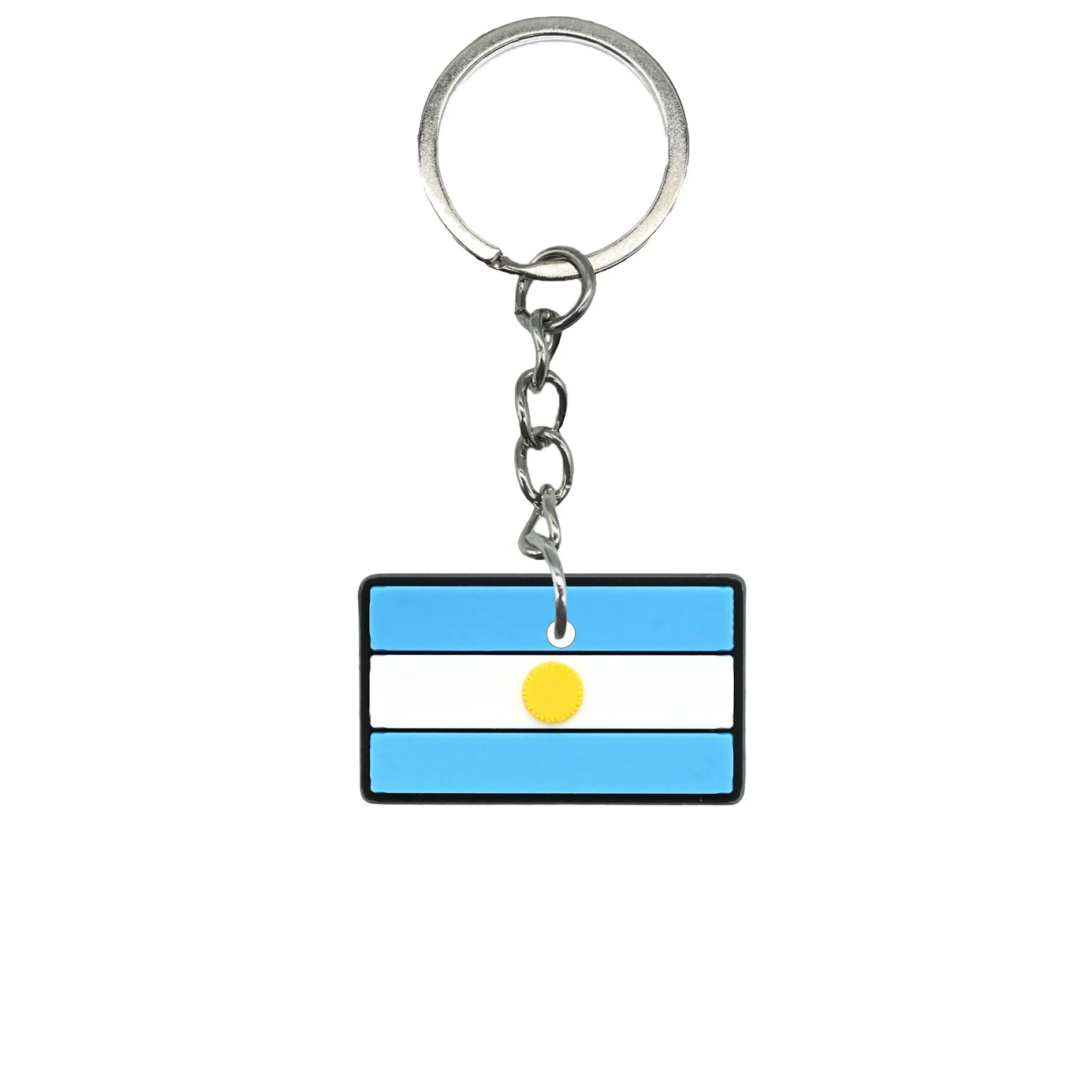 New Arrival 2D PVC Keychains Popular Cartoon Football & Metal Alloy Self-Defense Keychains from Argentina UV Printed Keychains