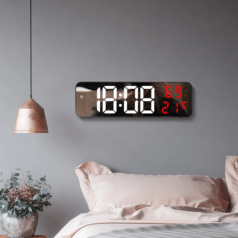 New LED alarm clock, multifunctional electronic clock, voice controlled snooze electronic alarm clock