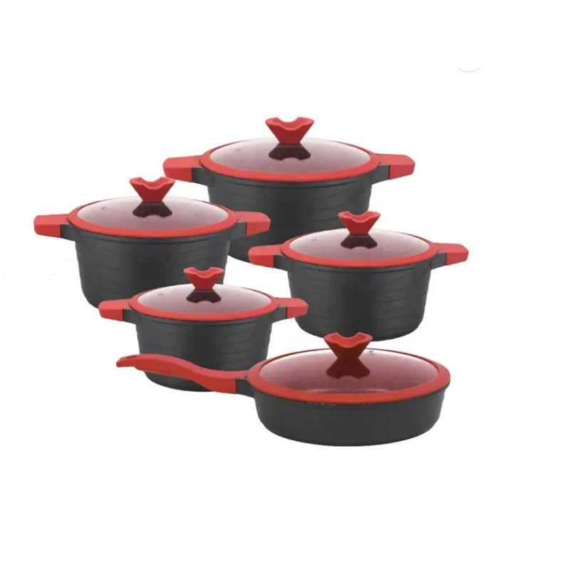Customizable 1-10pcs Cook pots and pans cookware sets with Glass Lid Stainless Steel Cooking Pot Set