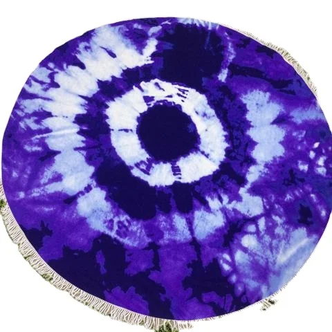 Eco-friendly Printing and Customized Round Beach Towel Beach Sitting Mats Yoga Mat with tassels