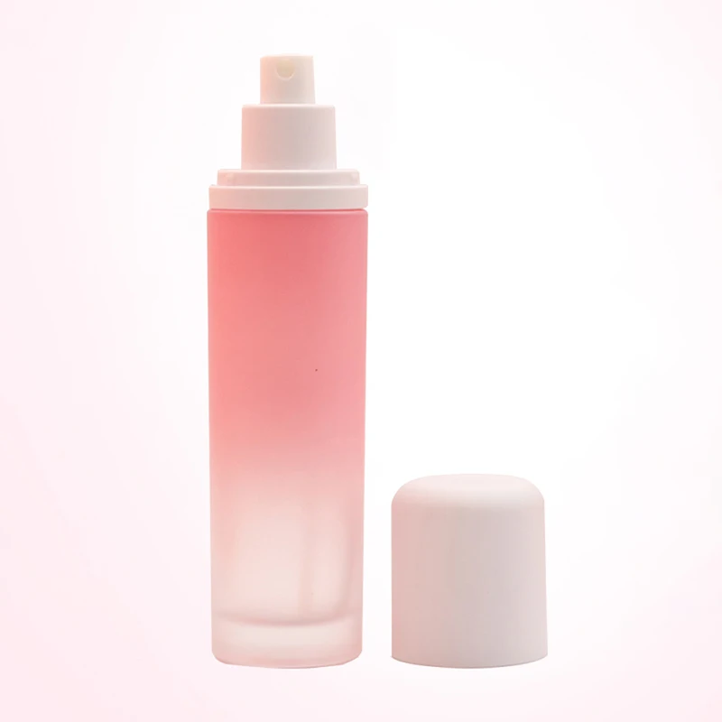 Custom Empty Luxury 50ml 100ml 120ml Skin care Bottle Packaging Pink Frosted Toner Cosmetic Pump Glass Mist Spray Bottles