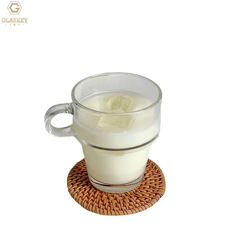 Small Ear Handle Glass Cup Breakfast Latte Black Coffee Cup Milk Water Cup Juice Mug