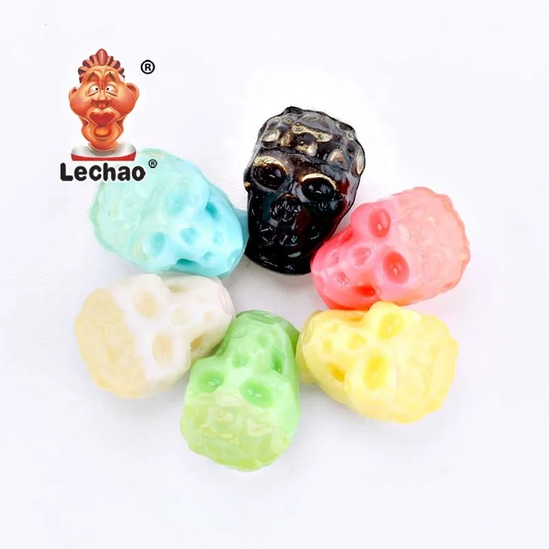 Chinese Sweets Halloween Halal Fruit Flavor Skeleton Gummi Skulls Candy 4D 3D Custom Gummy Candy Bulk Candy