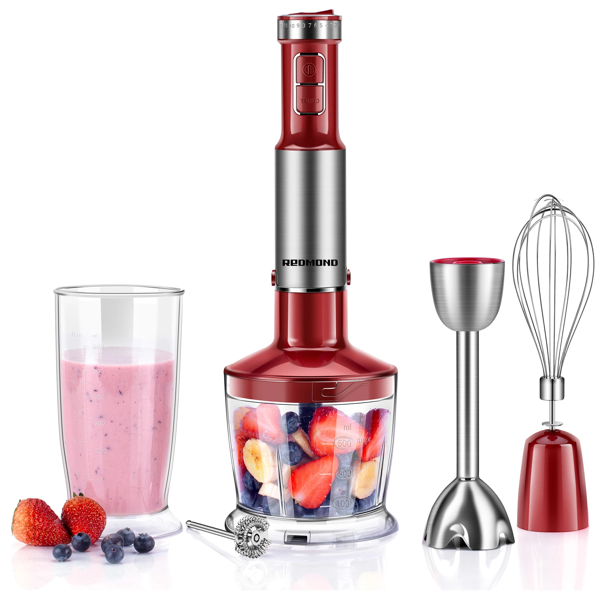 Redmond Portable Food Blender Home Kitchen Immersion Blender 12 Speed Settings Multi-function Stick Hand Blender Mixer