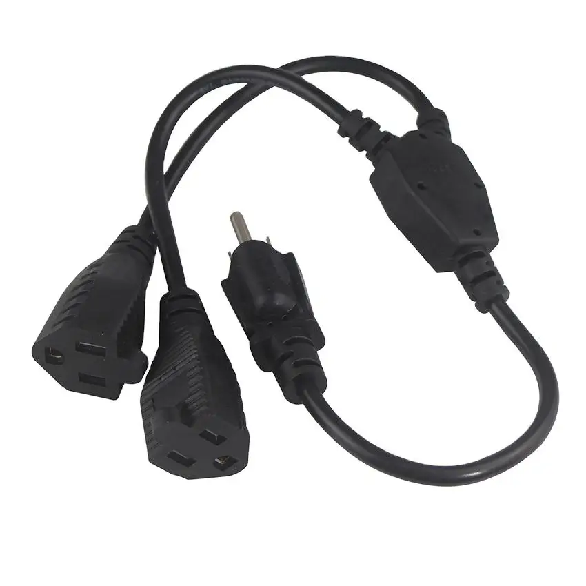 125V Us Female Plug Extension Ac 3 Prong Cable Nema 515P To Nema 515R 3 Pin Usa 14 Awg 1 To 2 Power Cord