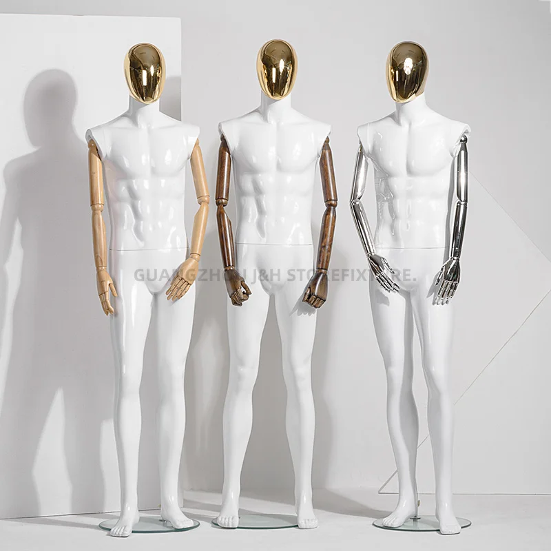 wooden arm male full size clothes mannequin chrome mannequin head fashion display dummy for clothing male