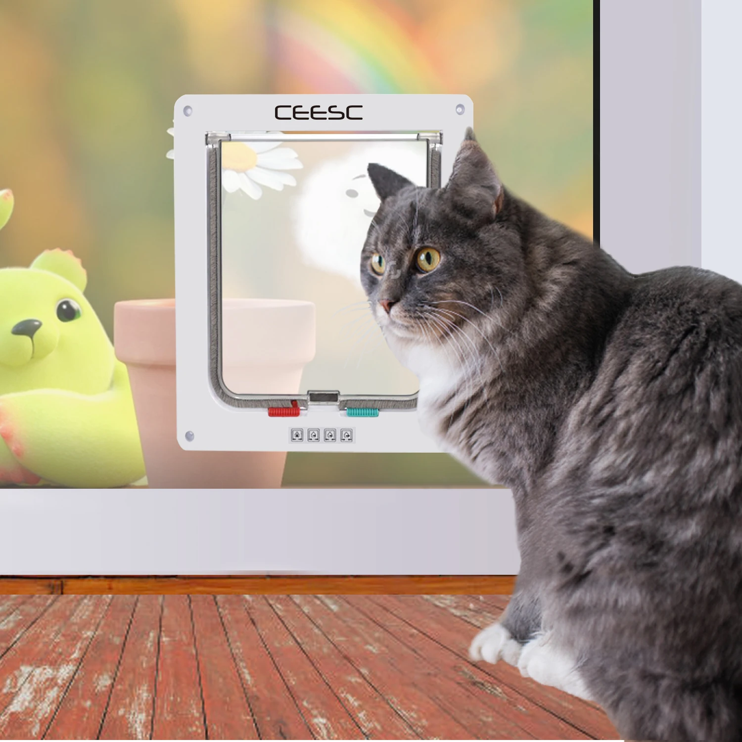 
Large Size Magnetic Cat Door with 4 WAY Lock for Cat Dog Pet Door 