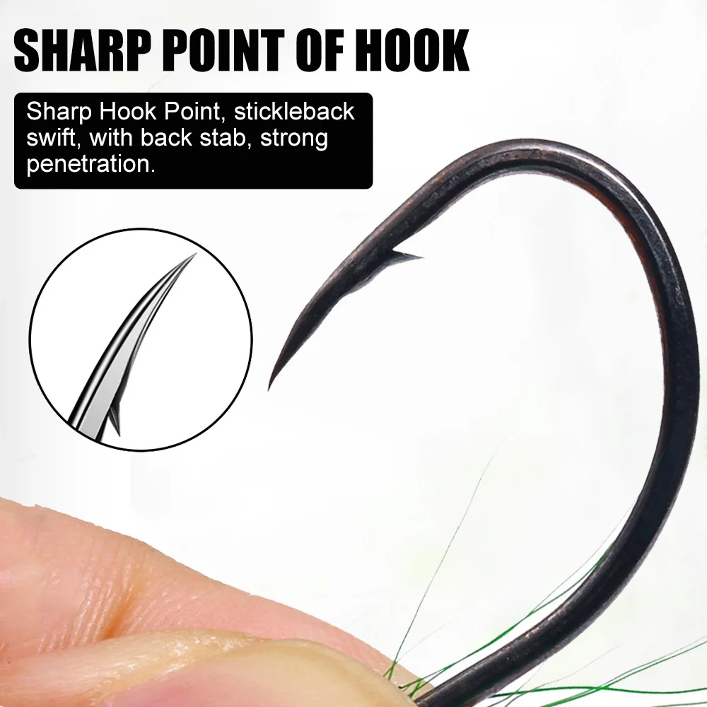New 5pcs/bag high carbon steel fishing hook 3D eye with feather round hook jigging assist hook