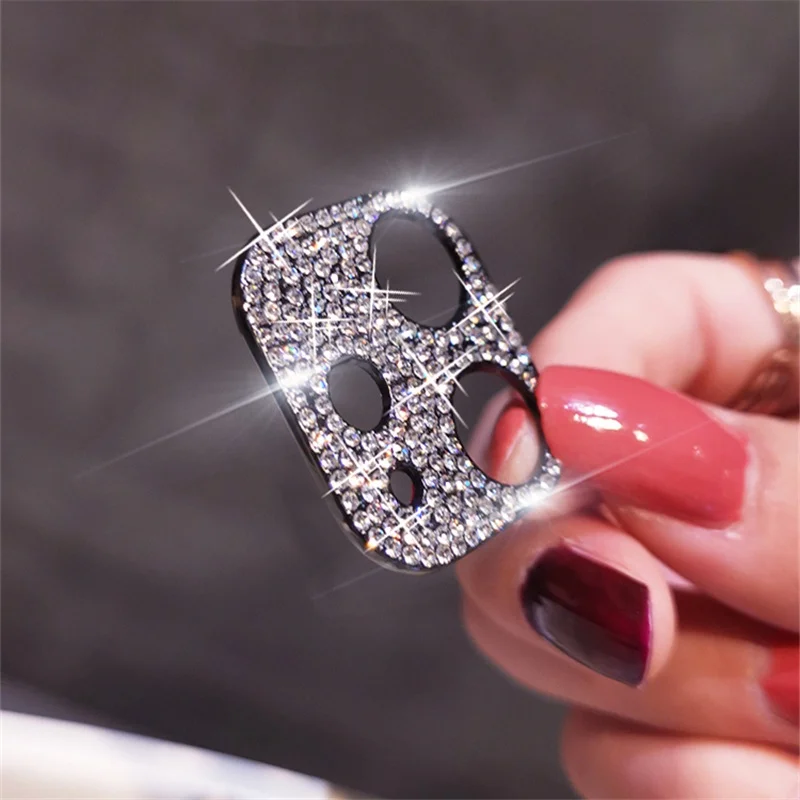 Shiny Bling Diamond Camera Lens Protector Case for IPhone 13 12 Mini 11 Pro Max Rhinestone Glitter Metal Screen Film