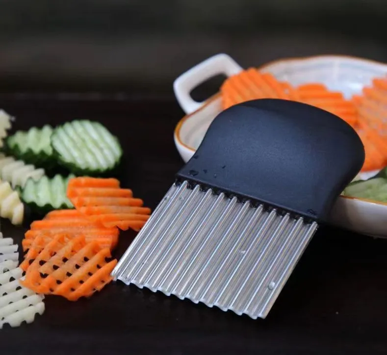 Factory wholesale Stainless mini Wavy vegetable chopper wolf tooth potato french fries onion chip knife chopper