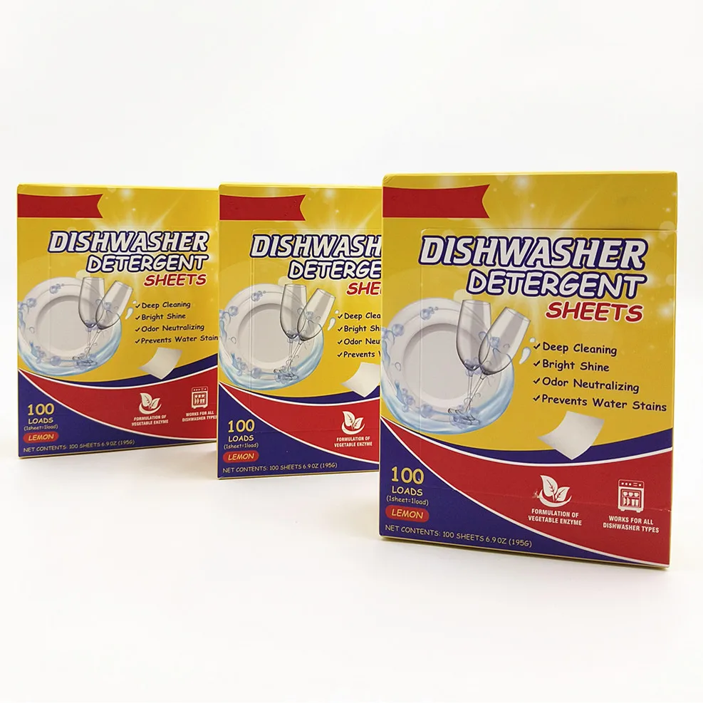 Eco Friendly Water Soluble Dishwasher Detergent Sheet Biodegradable with Great Fragrance and Private Label