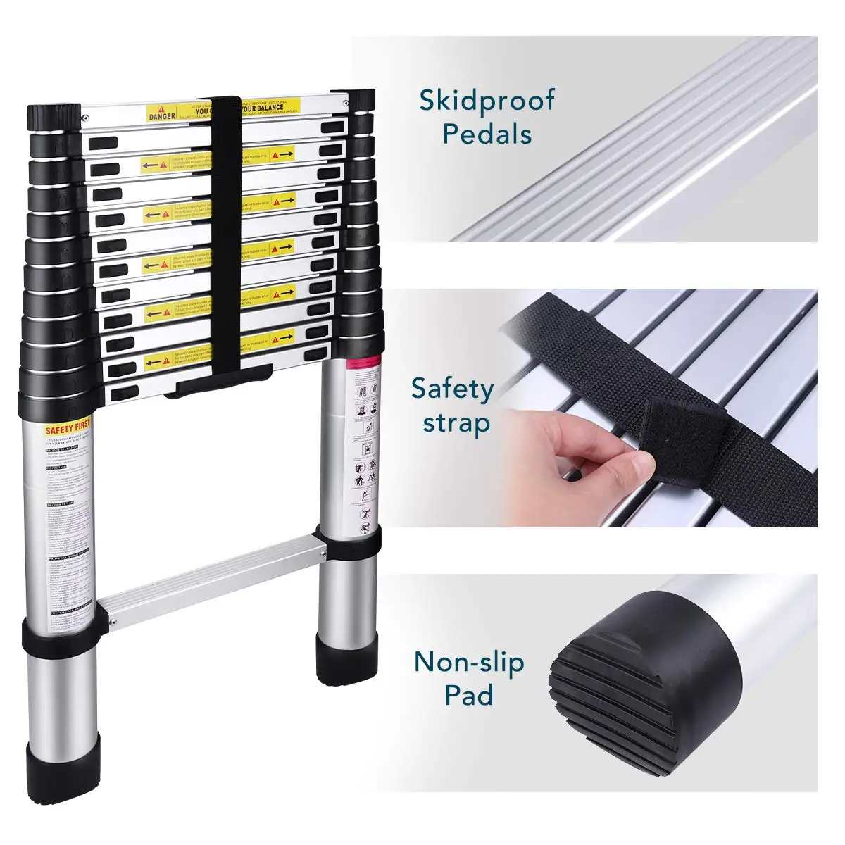 Super Quality Folding Step Manufacturers Loft Retractable Foldable Aluminum Telescopic Ladder