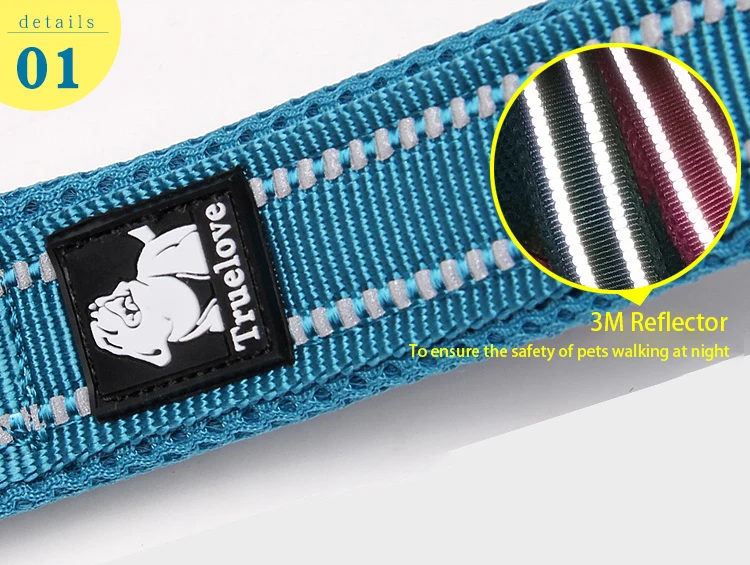 Truelove wholesale nylon pet leash reflective adjustable soft no pull outdoor accessories large dog leash