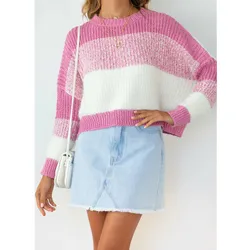 Fall sweaters 2021 winter New casual duster sweater solid color stitching mink wool gradient knitted womens sweaters