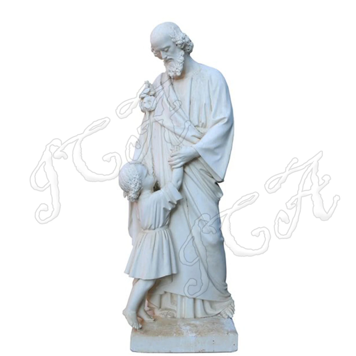 Classical life size religious natural Stone catholic marble Godfather statues for garden/church/cemetery