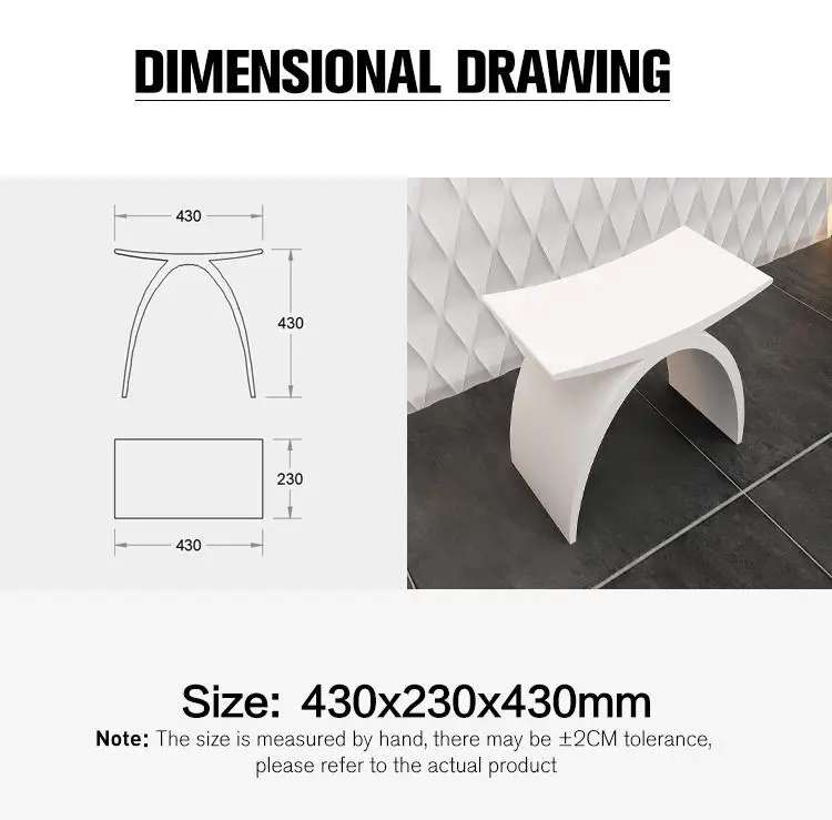 GM Custom Design Shower nordic Stool Acrylic Solid Surface Bathroom Stool Artificial Stone stool