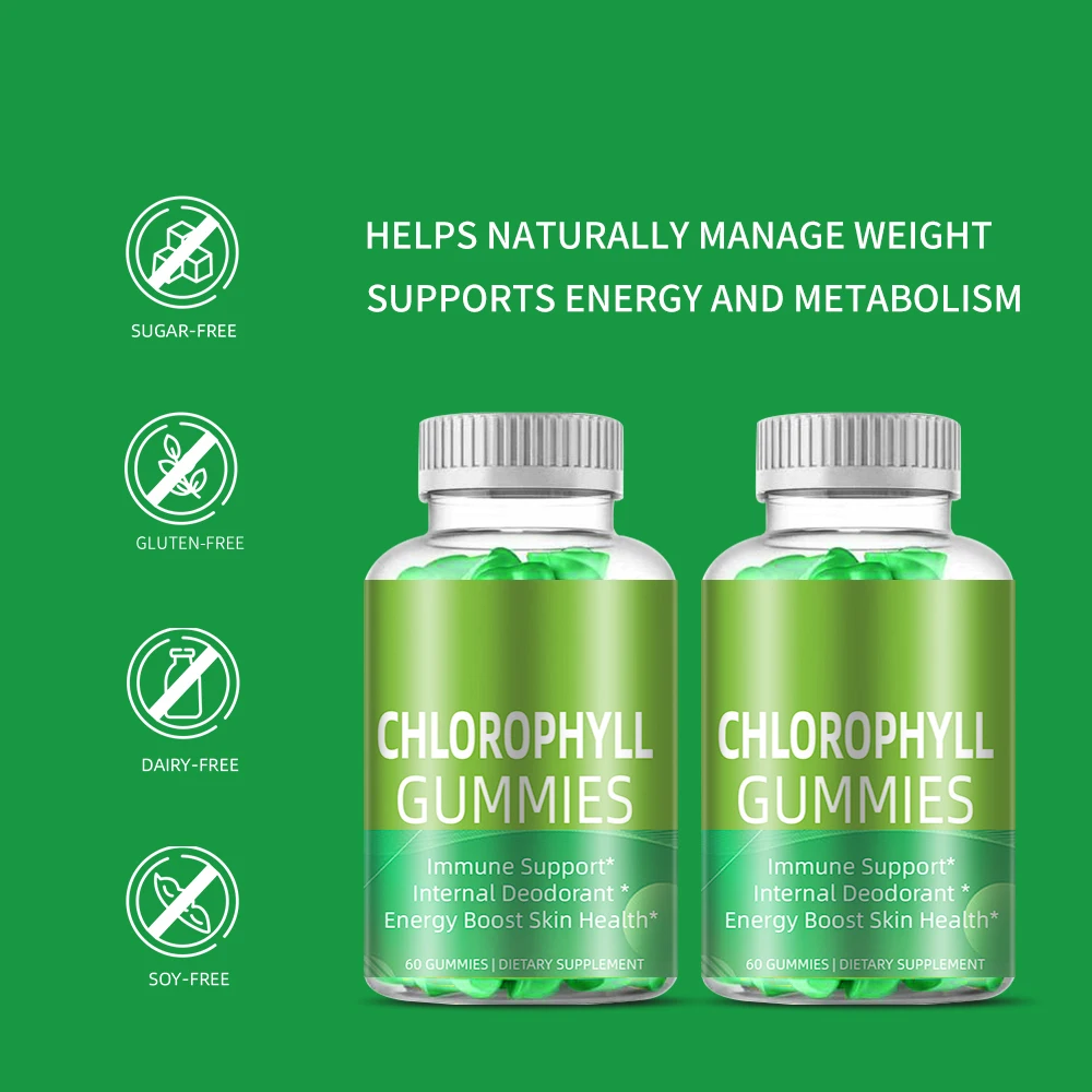 OEM/ODM Private Label Organic Vegan Chlorophyll Gummies Chlorophyll gummy for Detox Diarrhea Promote Digestion