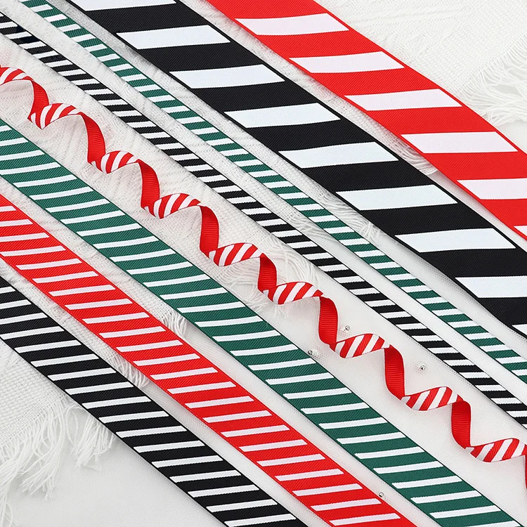 Hot Sale Diagonal Stripe Thread Carnival Gift Box Packaging Festive Decoration Christmas Ribbon
