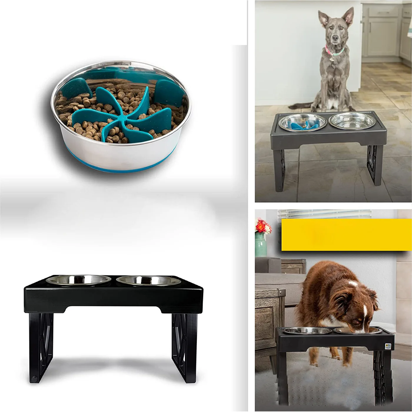 Amazon Top Seller Large and medium-sized dog easy to disassemble stainless steel  elevated dog bowl pet bowl