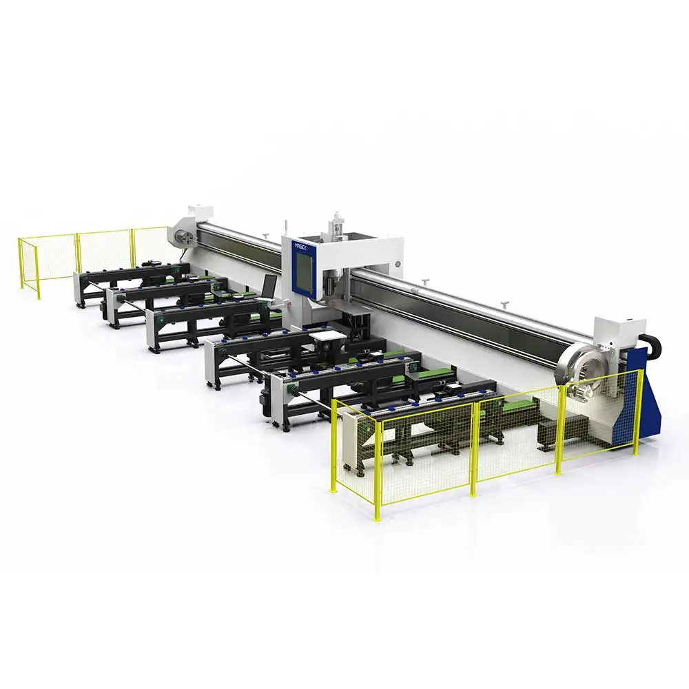 6.5m tube cutting three chuck high precision steel tube fiber laser cutting machine 6000W 3000W