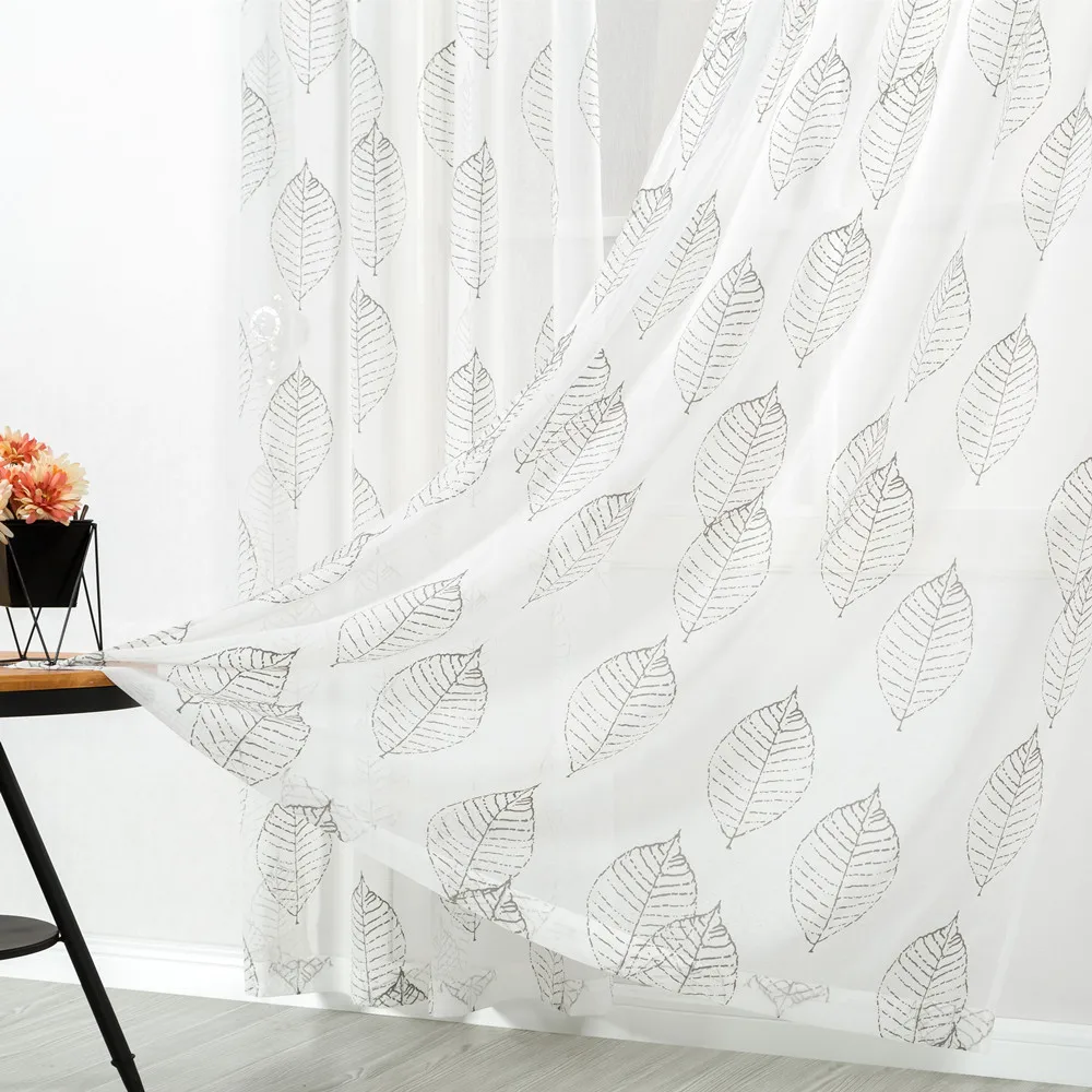 Germany rustic palm  printed semi sheer ready made curtain