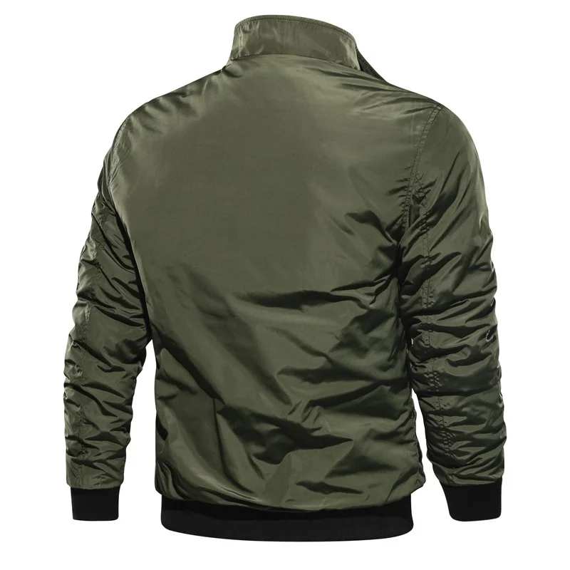 
Wholesale Autumn Casual Solid Color Long Sleeve Zip Up Wadded Bomber Flight Jackets for Mens 