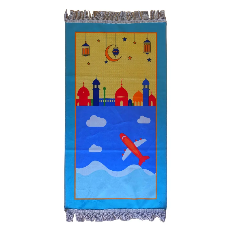 
Arabic Kids Children Prayer Mat Islamic Pray Rug Namaz Carpet eid gift Cartoon mix design 48x90cm 