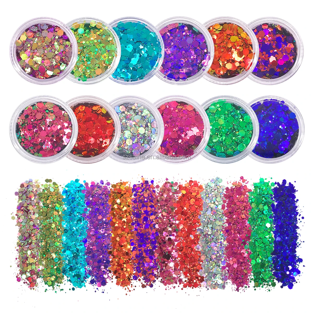 Оптовая продажа новый дизайн голографический блеск из полиэстера объемная форма блеска